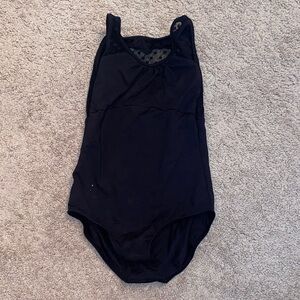 Black Sleeveless Leotard with Mesh Heart Design